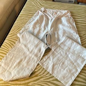 Garnet Hill soft grey linen pants; NWOT; size medium